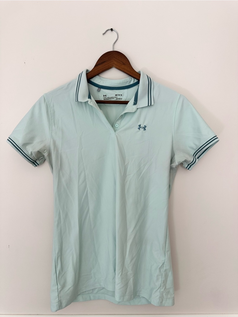 Under Armour Women's Mint Polo with Navy Trim Golf